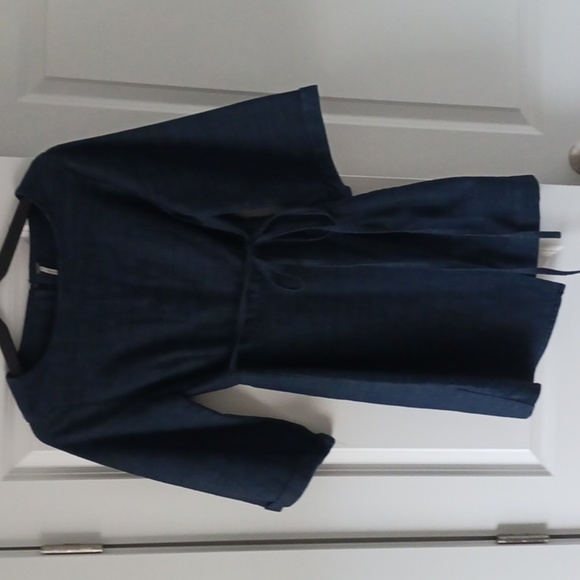 Free People Denim Wrap Dress in Blue - Picture 2 of 8